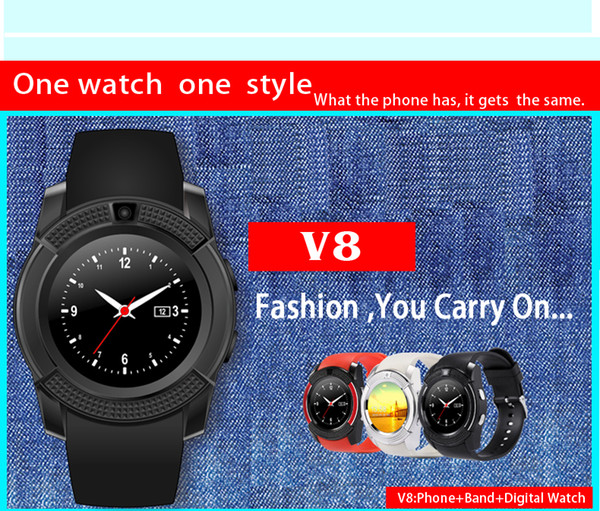 V8 Smart Watch Wristband Phone Bluetooth 3.0 IPS HD Full Circle Display MTK6261D Smart Watch For Android System With Box