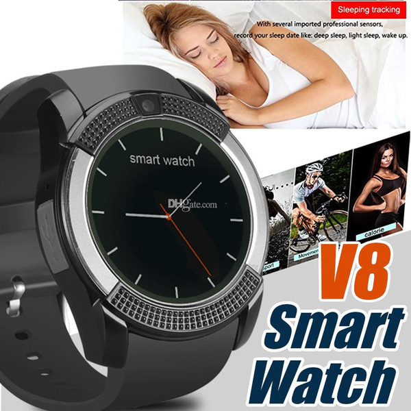 V8 Smart Watch Wristband Watch Band With 0.3M Camera SIM IPS HD Full Circle Display Smart Watch For Android System With Box