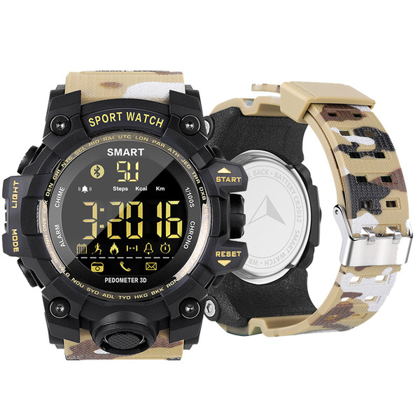 EX16S Smart Watch Camouflage Camo Sport Watch Men Running Step Passometer Sleep Monitor Call Reminder Stopwatch 5ATM Waterproof Watch