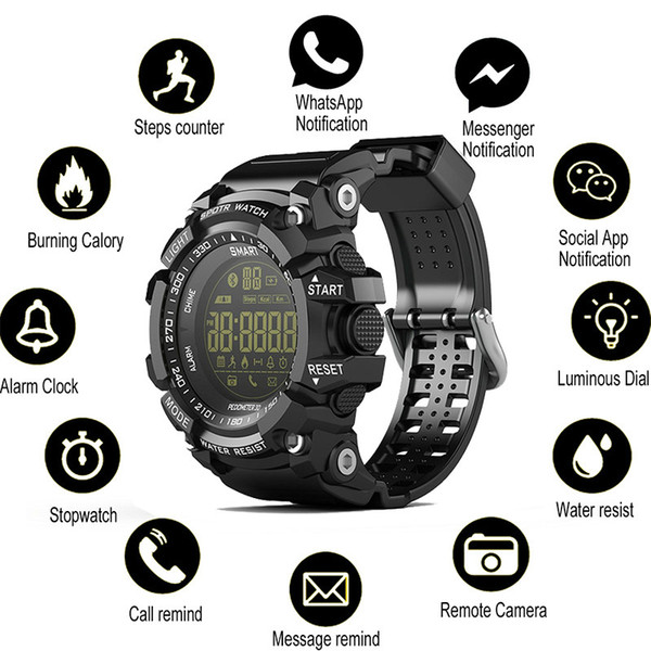 EX16 Sport Bluetooth Smart Watch Xwatch 5ATM IP67 Waterproof Smartwatch Pedometer Stopwatch Alarm Clock LONG TIME STANDBY