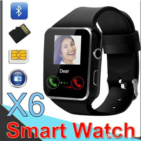 Wholesale X6 Curved Screen Smart watch Bluetooth Bracelet Phone with SIM TF Card Slot with Camera for Samsung android smartwatch