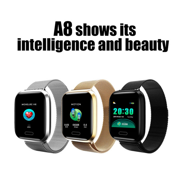 High quality A8 Smart Watch Men Sports IP67 Waterproof Smart Bracelet Fitness Tracker Blood Pressure Hear Rate Monitor Smart Wristband PK Q8