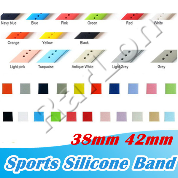 New 28 Colors Silicone Sport Bands Replacement For Apple Watch Band Wrist Strap With Adapters Accessories 38mm 40mm 42mm 44mm Watchstrap