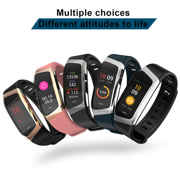 E18 Sports Health Band Bluetooth IP67 Waterproof Colorful Screen Smart Watch Removable Strap Fitbit Tracker Bracelet