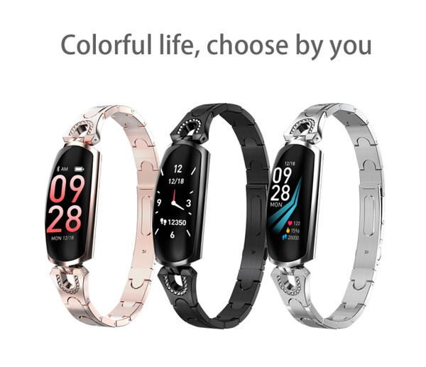 AK16 Smartwatch Women Bluetooth Waterproof Wristband Blood Pressure Heart Rate Fitbit Tracker Music Control Color Screen for Android and IOS