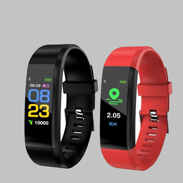 ID115 plus Smart Bracelet Fitness Tracker Step Counter Activity Monitor Band Heart Rate Blood Pressure Monitor Wristband for Iphone Android