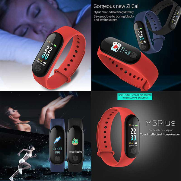 M3 Plus Smart Bracelet Heart Rate Blood Pressure Phone SMS Multi-Sports Mode Weather Automatic Bright Screen Mi Band 3 Wristbands