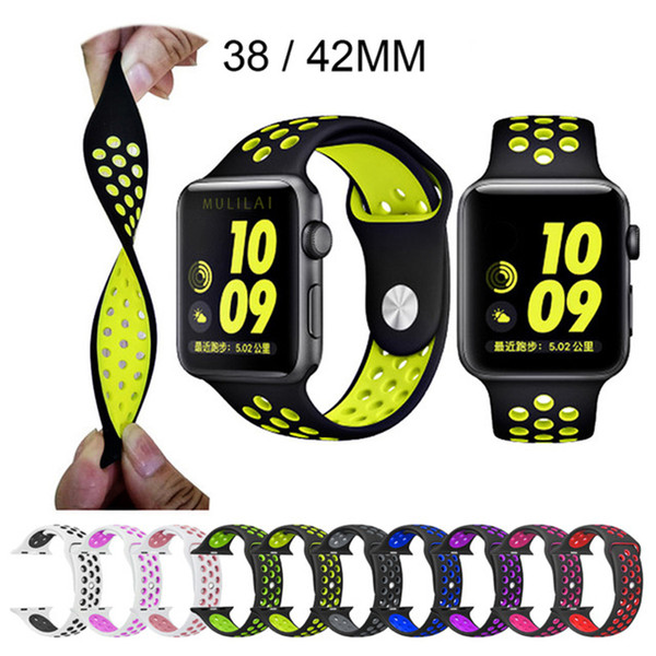 Creative Flexible Breathable Sports Strap for Apple Watch Silicone Band Series 4/3/2/1 38 42mm 40mm 44mm Bracelet for iWatch