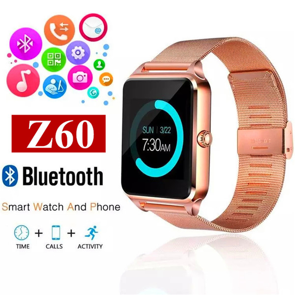 Z60 Smart Watch Bluetooth Smartwatch with Luxury Stainless Steel Support SIM and TF Card Smartwatch for IOS Android with Retail Box