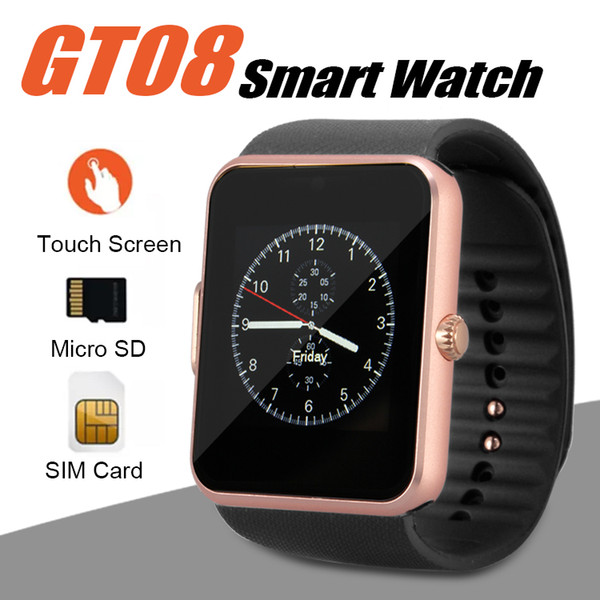 GT08 Smart Watch Bluetooth Smartwatches For Android Smartphones SIM Card Slot NFC Health Watchs for Android with Retail Box