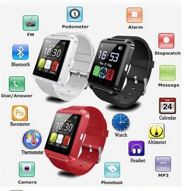 2016 Bluetooth - Pphone USAGE U8 Smart Watch sport running Timing Wrist Watch available English Chinese Red White Black