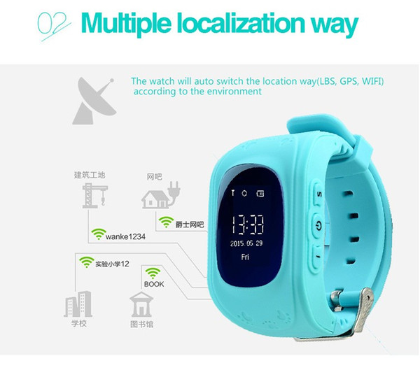 016 Factory Price Hot GPS Tracker Smart Kids GPS Watch Q50 Satellite Android Monitor SOS For Kids, GPS Kids Tracker Watch