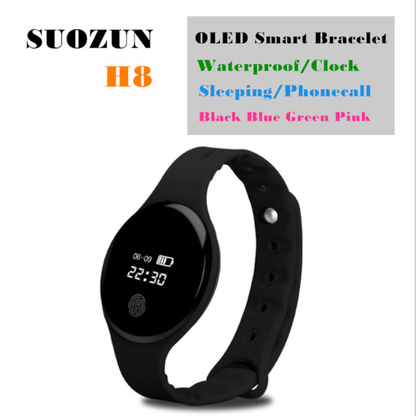 SUOZUN Bluetooth 4.0 Necklace Step Counter Sport Activity Fitness NOTracker Smart Band Bracelet Wristband Better Than Fit Bit H8