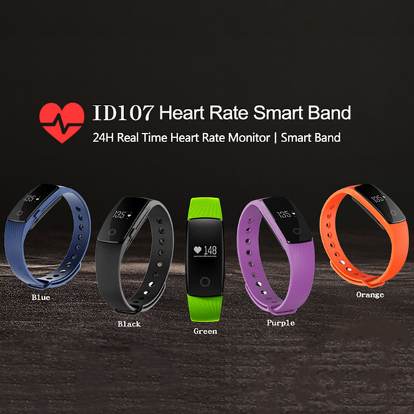 ID107 Smart Bluetooth Bracelet Dynamic Heart Rate Call Information Reminder Gift Waterproof Sports Bracelet Wristband with Retail Package