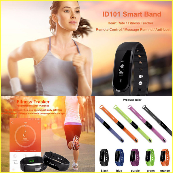 ID101 Smart Bluetooth Wristband Wear Sports Step Bracelet Smart Reminder Multi-Touch Bluetooth Heart Rate Sport Bracelet with Retail Package