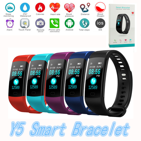 Y5 Smart Bracelet Color Display Wristband Heart Rate Activity Fitness Tracker Smart Band Bracelet VS for XiaoMi Miband 2