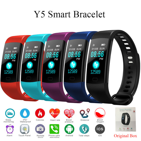 Smart Bracelet Y5 Sleep Monitor Fitness Tracker Heart Rate Smart Band Blood Pressure Watch Color Screen Activity Tracker Band