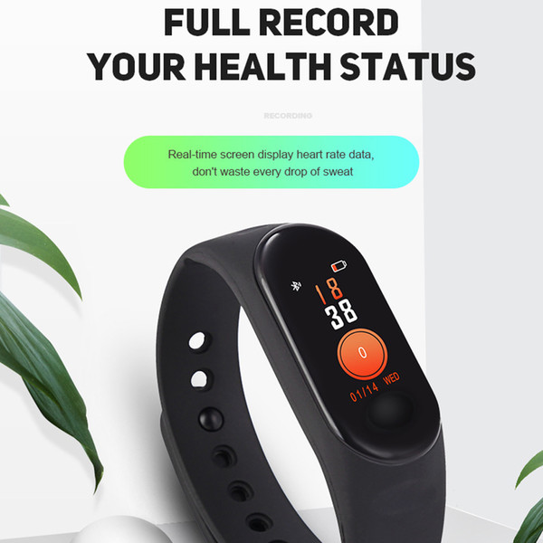 2019 new M3 color screen smart bracelet Heart rate monitoring information push Bluetooth sports bracelet environmental protection TPE strap