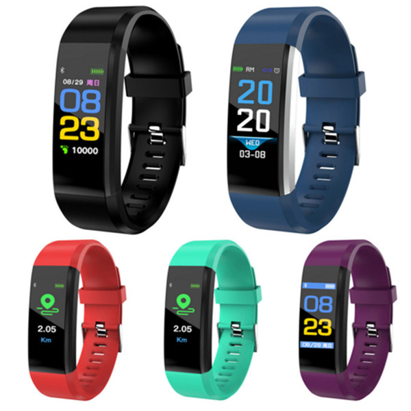 LCD Screen ID115 Plus Smart Bracelet Fitness Tracker Pedometer Watch Band Heart Rate Blood Pressure Monitor Smart Wristband BY dhl