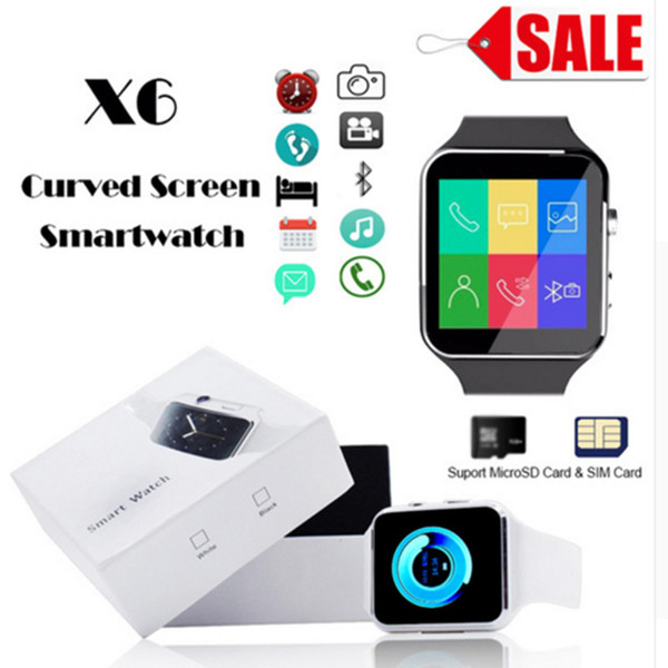 Curved Screen X6 Smartwatch Smart Watch Bracelet Phone With SIM TF Card Slot With Camera For LG Samsung Sony All Android Mobile Phone