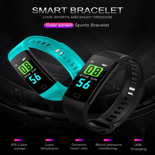 Y5 Smart Bracelet Heart Rate with Fitness Tracker Step Counter Activity Monitor Band Blood Pressure Monitor Waterproof Watch for iPhone DHL