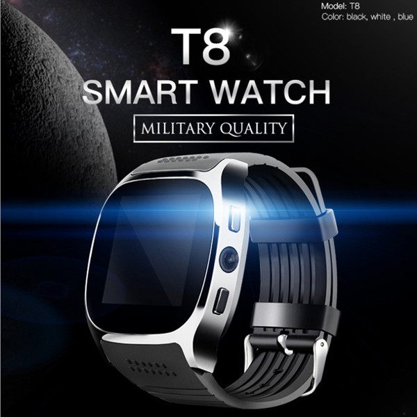 For Android New T8 Bluetooth Smart Pedometer Watches Support SIM &TF Card With Camera Sync Call Message Men Women Smartwatch Watch