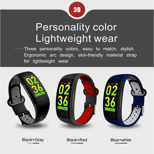 Q6S Smart Bracelet Heart Rate blood oxygen monitoring fitness wristband Message Call Reminder IP68 Waterproof Remote Camera