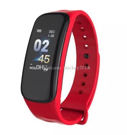 2019 C1 Plus Smart Band Bracelet Bluetooth SmartWatch Blood Pressure Oxygen Heart Rate Monitor Sport 0.96 Inch Color Large Screen DHL Free