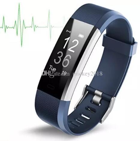 Fitbit ID115 Plus Smart Band Bracelet Color LCD Screen Fitness Tracker Pedometer Heart Rate Blood Pressure Monitor Bands Wristband