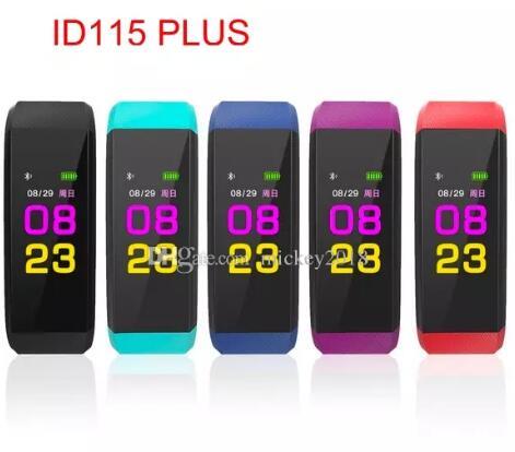 2019 Fitbit ID115 Plus Smart Band Bracelet Color LCD Screen Fitness Tracker Pedometer Heart Rate Blood Pressure Monitor Bands Wristband