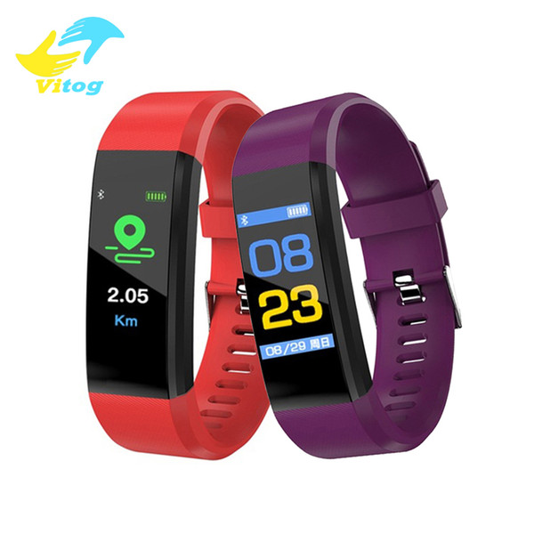 Vitog Fitness Tracker ID115 PLUS Smart Bracelet with Heart Rate Smart Watchband Wristband for IOS Android Cellphones with Box