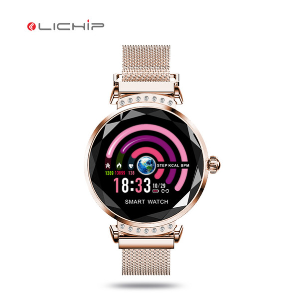 LICHIP L276 smart watch curved full screen touch H2 stainless steel metal strap wrist thin h2 band bracelet smartwatch