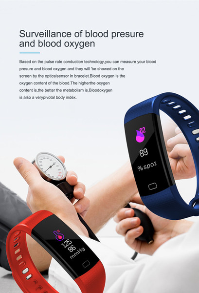 IP67 Waterproof Y5 Smart Bracelet Bluetooth 4.0 Exercise recording heart rate and sleep monitoring,full-font language, color display