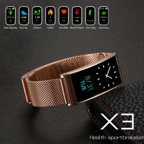 X3 Colorful Sporty health Smart Bracelet Bluetooth Sports heart rate with CE certificate Single touch Screen three colors and straps choice