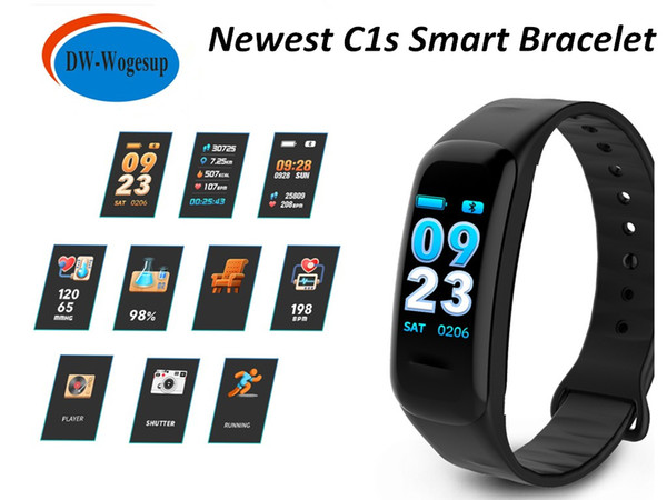 C1s Smart Bracelet with health Monitoring and incoming calls and SMS remind,time,Silent Alarm Clock,music control,with 0.96inch IPS screen