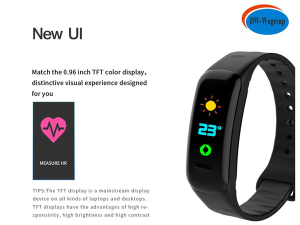 C1Plus colorful IPS screen Smart Bracelet New UI Dynamic and static blood pressure Heart rate Data storage vibration for Android IOS phone