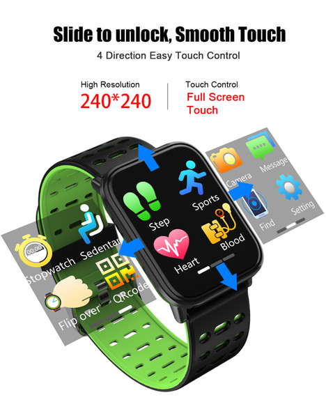 Smart band T6 fitness bracelet full screen touch heart rate blood pressure monitoring waterproof smart bracelet pk A6