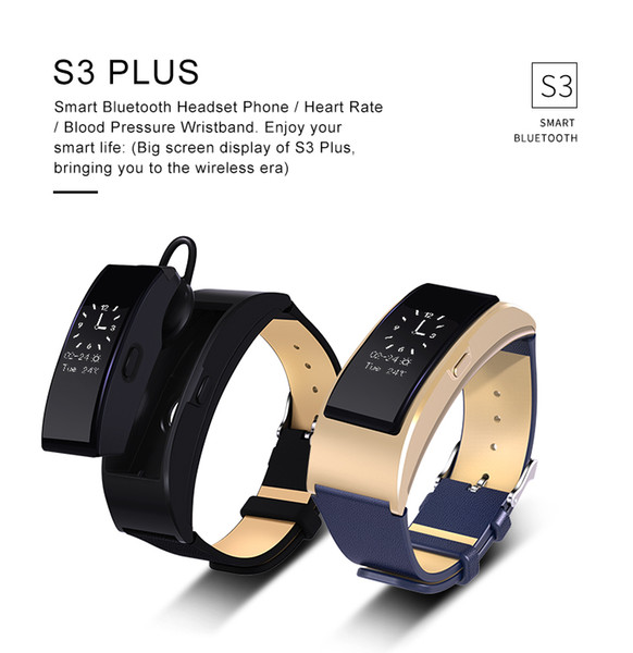 New arrival S3 plus Bluetooth Earphone Smart Bracelet Sport Wristband Bracelet Band Passometer Pedometer Hands-free Headset for IOS&Android