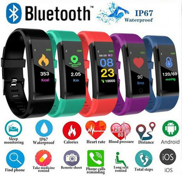 115Plus Smart Fitness Bracelet Tracker Colorful Screen Blood Pressure Heart Rate Monitor Women Watch for iphone Samsung xiaomi