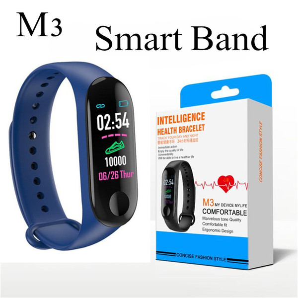 Fitness Smart Bracelet for Xiaomi Fitness Tracker M3 Smart Watch with Real Heart Rate for Apple Fitbit Android Cellphones with Retail Box