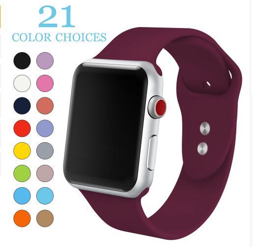 Colorful Soft Silicone Sports Band for Apple Watch Series 1 2 3 4 38MM 42MM Rubber Watchband Strap for 40MM 44MM iWatch Series4