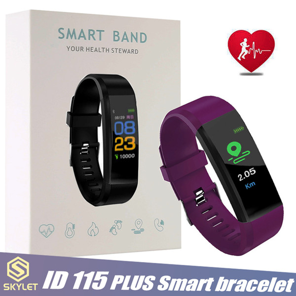 ID115 Plus Smart Bracelet Fitness Tracker Smart Watch Heart Rate Watchband Smart Wristband For Apple Android Cellphones with Box