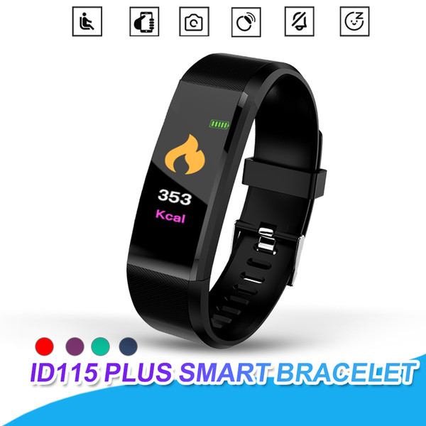 For Apple Watch Color Screen ID115 Plus Smart Bracelet Fitness Tracker Pedometer Band Heart Rate Blood Pressure Monitor Smart Wristband