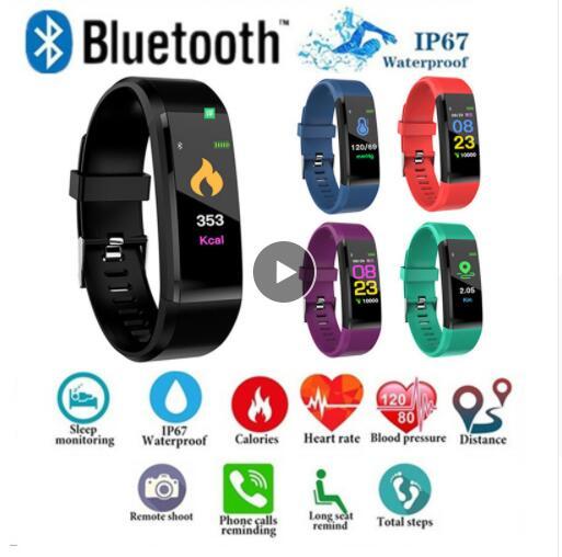 ID115 PLUS Color Screen Smart Bracelet Sports Pedometer Watch Fitness Running Walking Tracker Heart Rate Pedometer Smart Band