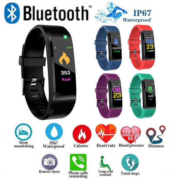 ID115 Plus Smart Bracelet Fitness Tracker Smart Watch Heart Rate Watchband Smart Wristband For ipple Android Cellphones with Box