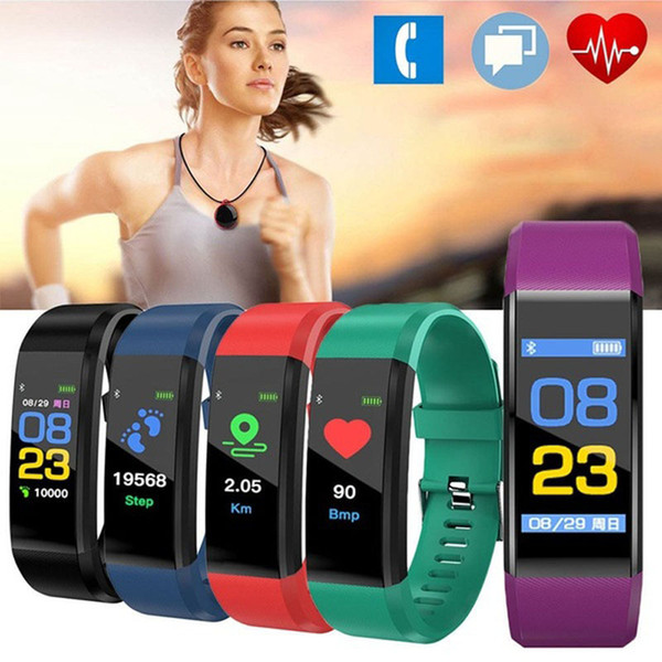 115 plus Smart Band Fitness bracelet Tracker Step Counter smartBand Watch Heart rate monitoring Wristband pk ID107 fit bit miband