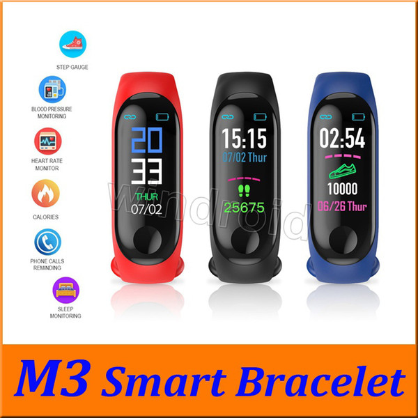 Cheapest M3 Fitness Smart Bracelet IP67 waterproof Heart Rate Monitor Sleep monitoring smartwatch PK Mi Band Wristbands Detachable colorful