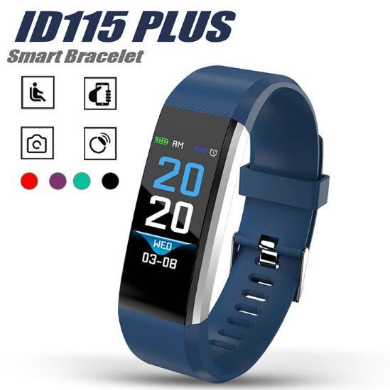 Hot Fitbit LCD Screen ID115 Plus Smart Bracelet Fitness Tracker Pedometer Watch Band Heart Rate Blood Pressure Monitor Smart Wristband