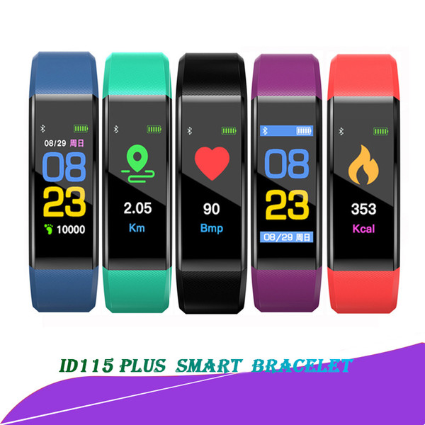 Original Color LCD Screen ID115 Plus Smart Bracelet Fitness Tracker Pedometer Watch Band Heart Rate Blood Pressure Monitor Smart Wristband