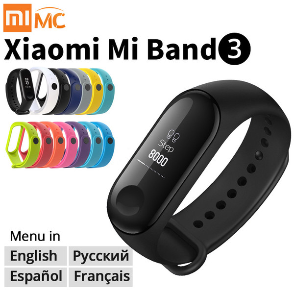 Origina Xiaomi Mi Band 3 Smart Wristband Fitness Bracelet MiBand Band 3 Big Touch Screen OLED Message Heart Rate Time Smartband TPU Band 3